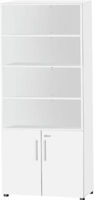Schäfer Shop Select Kombischrank Start Off, abschließbarer Flügeltürenschrank mit 6 offenen Regalfächern und 2 Fächern mit Tür, weiß, B: 80 cm, T: 42 cm, H: 224 cm - Bild 1