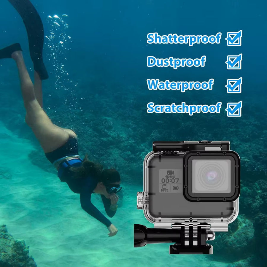 GoPro Unterwasser-Gehäuse für Hero 5, Hero 6 und Hero 7, schwarze wasserdichte Tauchabdeckung für deine Action-Kamera - Bild 5