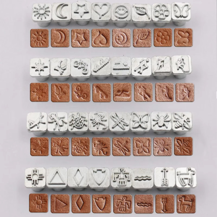 32-teiliges Lederstempel Set mit Cartoon Tier und Pflanzen Motiven aus Metall in Silber für dein DIY Lederhandwerk - Bild 3