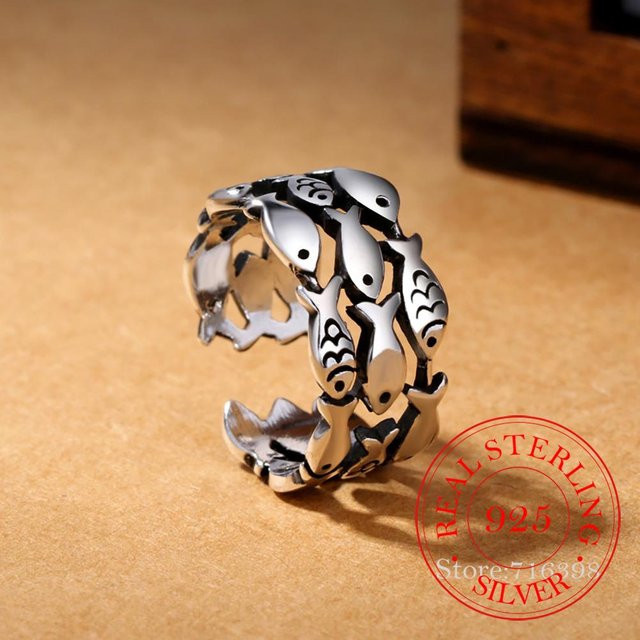 Allbestart Fisch Ring, 925 Silber, Damen, braun - Bild 1