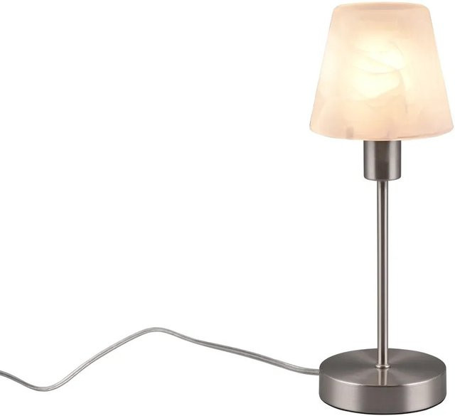 Trio Design-Tischleuchte Luis II 1-flammig in Nickel Matt und Weiß, Höhe: 32 cm, Durchmesser: 12 cm - Bild 1
