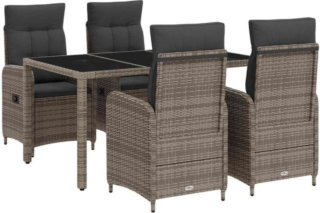vidaXL Outdoortisch-Set mit 5 Teilen in Hellgrau und Dunkelgrau, B/T/H: 150 x 90 x 75 cm - Bild 1