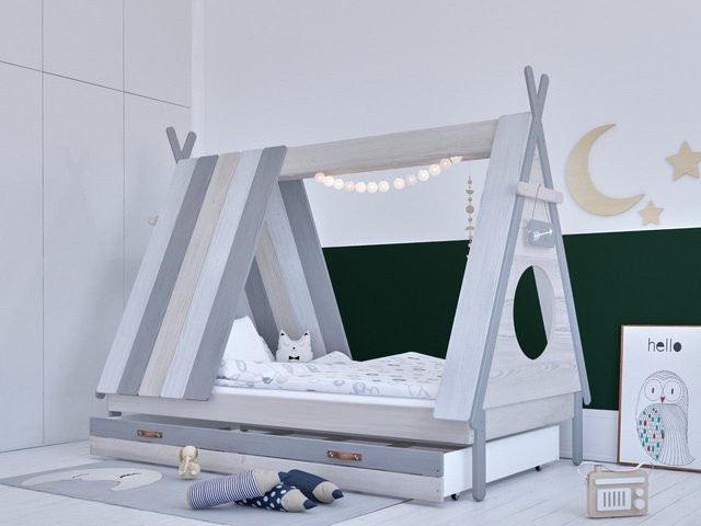 TPFLiving Kinderbett Scroll in Zeltform mit Lattenrost, Skandinavischer Stil, B/T: 90 x 200 cm - Bild 1