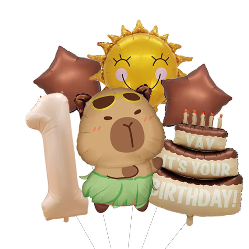 Potdemiel Capybara Cartoon Ballongirlande Set in Braun zur Hintergrund-Dekoration für Geburtstage - Bild 2