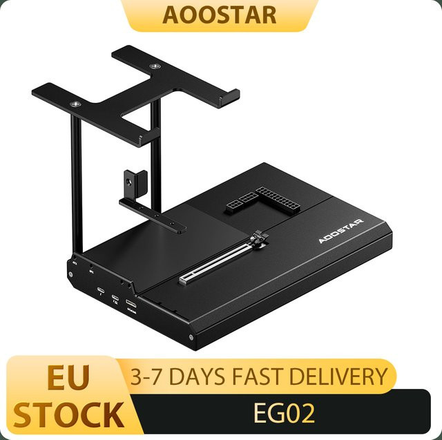 AOOSTAR EG02 EGPU-Dock in Schwarz mit Oculink PCIe 4.0 x4 und 2 Thunderbolt 5 Schnittstellen, kompatibel mit ATX und SFX Netzteilen - Bild 1
