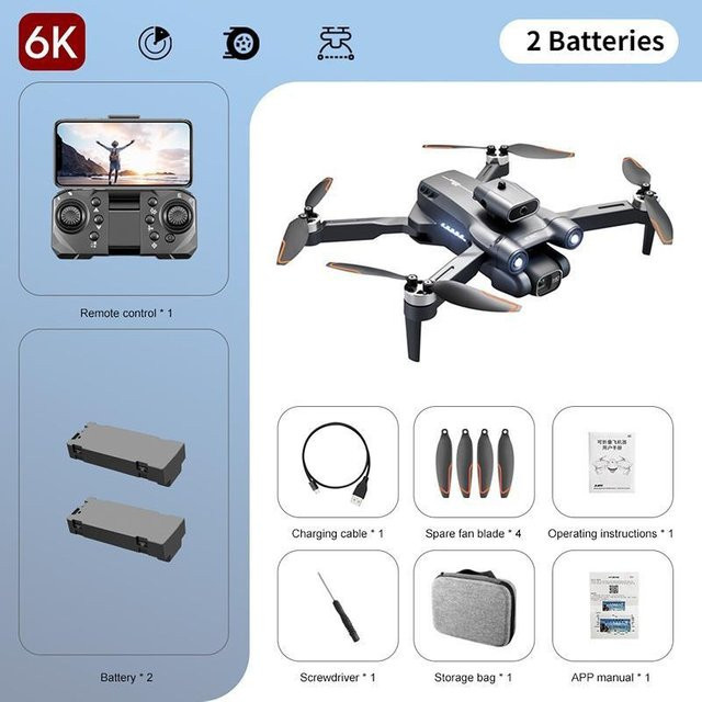 LYZRC S1S Faltbare Drohne mit 4K/6K HD Dual Kamera, Hindernisvermeidung, WIFI FPV und Bürstenlosen Motoren in Schwarz - Bild 1