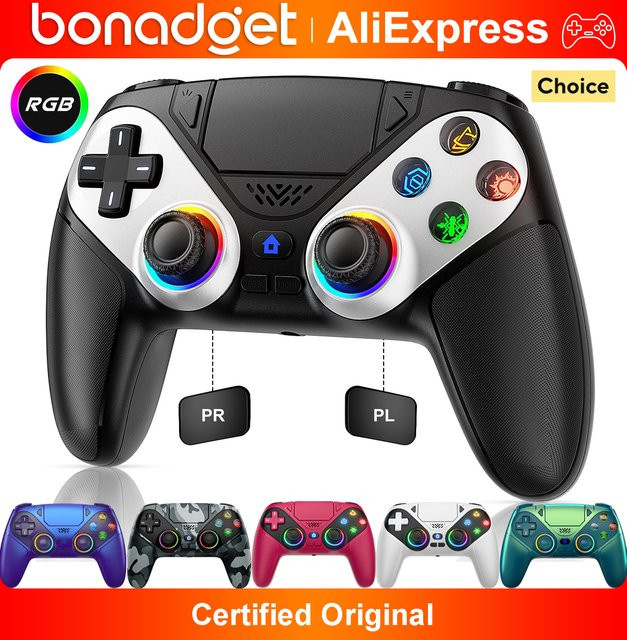 Bonacell Wireless Gaming Controller für PS5 und PC mit RGB-Beleuchtung und Hall Trigger in Weiß - Bild 1