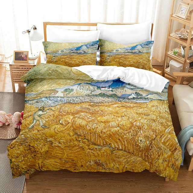 JMG Household Supplies Bettwäscheset Van Gogh Ölgemälde Design in Gelb, bestehend aus Bettbezug und Kissenbezug aus Mikrofaser, Breite: 264 cm, Breite: 228 cm - Bild 1