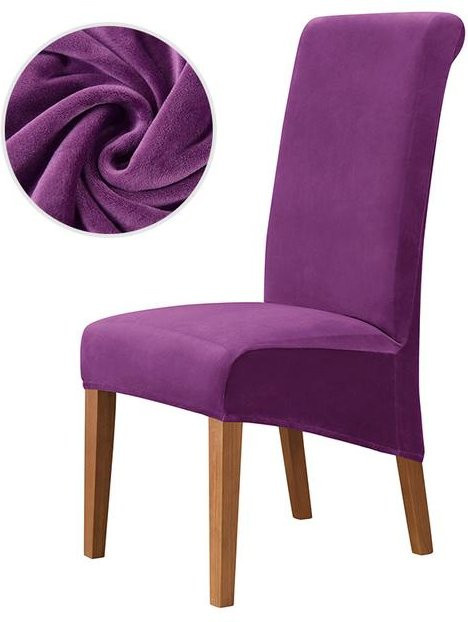 Yiran Furniture Esszimmerstuhlbezüge aus Samtstoff mit langer Rückenlehne, elastische Stretch-Stuhlhussen für Erwachsene, waschbar - Bild 1