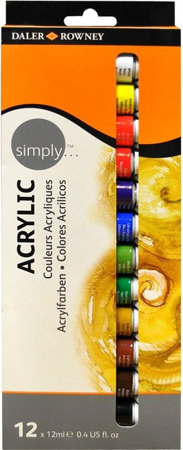 Daler-Rowney Simply Acrylfarben-Set, Multicolor, 12 x 12 ml Farbtuben - Bild 1