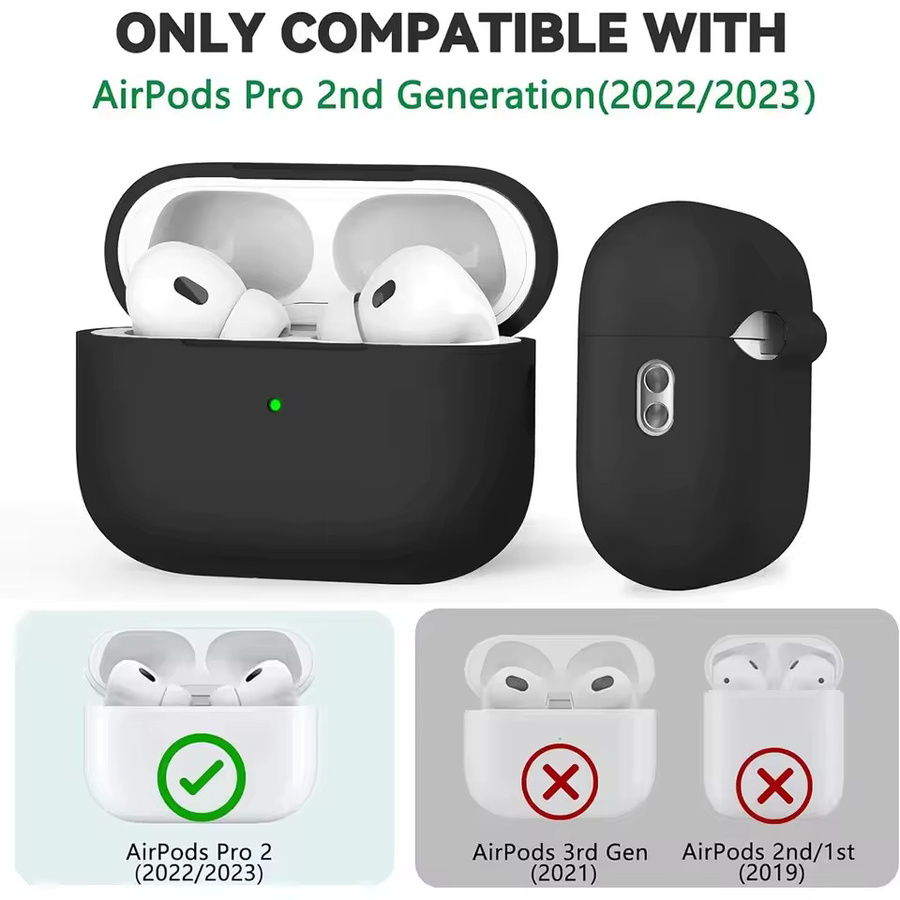Silikon Schutzhülle für Apple AirPods Pro 2 und 1. Generation inklusive Reinigungsstift-Set in Pink und Black - Bild 1