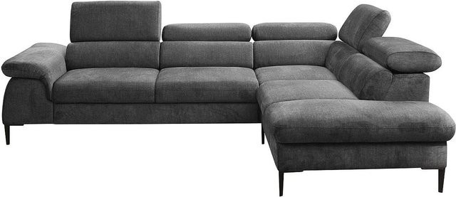 Pascal Morabito Schlafsofa Sepina in L-Form, Anthrazitgrau, Stoff - Bild 1