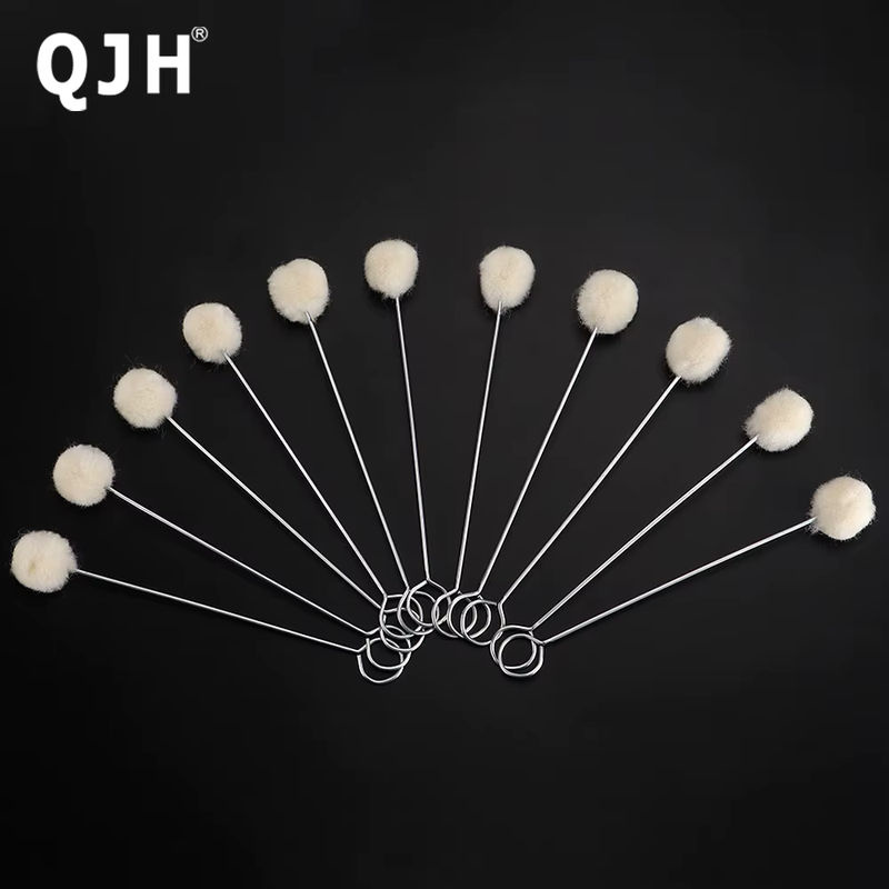 20 Stück QJH Leder-Färbewerkzeug Set mit Metallgriff und Woll-Applikatorpinseln in Weiß für dein Lederhandwerk DIY - Bild 2
