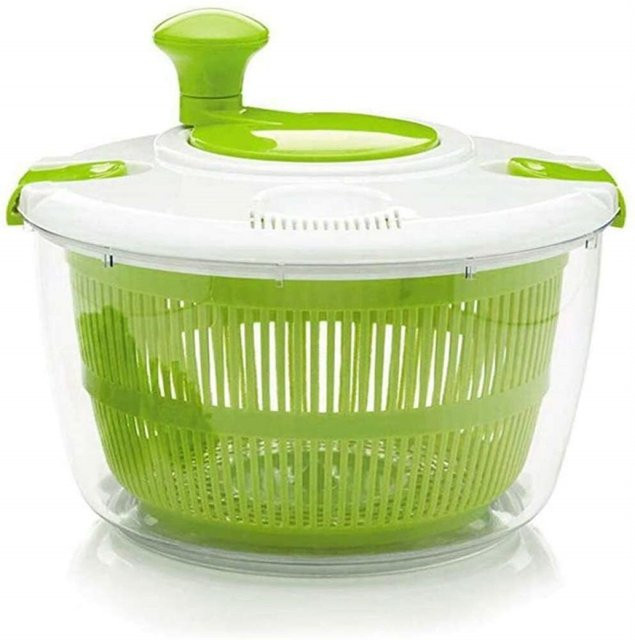 FEB.WIND Multifunktionale manuelle Salatschleuder zum Trocknen von Gemüse und Obst, Grün, Durchmesser: 24,5 cm - Bild 1