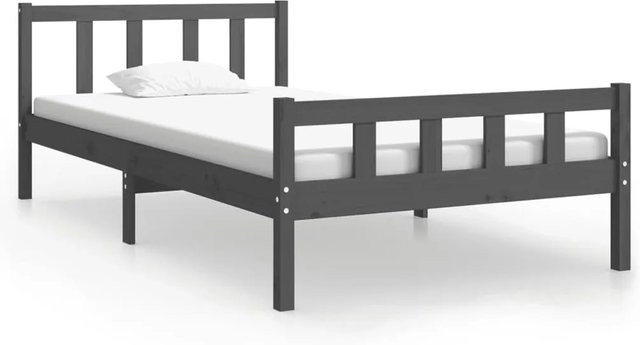 vidaXL Massivholzbett aus Kiefer in Grau, B/T/H: 100 x 200 x 105,5 cm - Bild 1