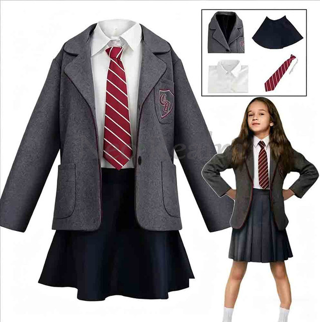 HHYRCOS Matilda Cosplay-Kostüm Schuluniform Mantel Rock Krawatte, Grau - Bild 1