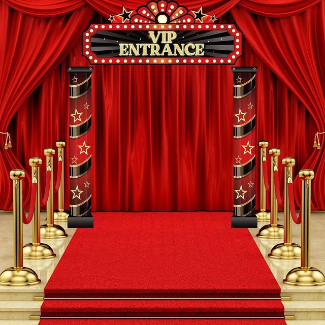 OURFETE VIP Roter Teppich Vorhang in Rot für Filmthema, Oscar-Verleihung und Fotobox-Hintergrund - Bild 1