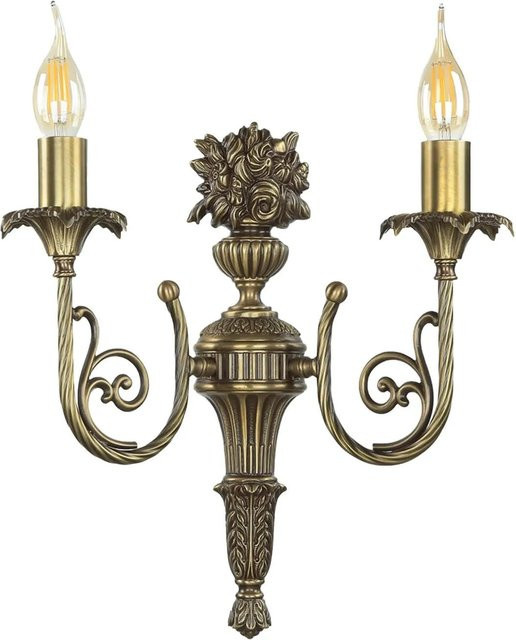 Giovanni Battista Wandleuchte im Jugendstil aus Messing, 2-flammig, E14, Farbe: Messing/Bronze, Breite: 31 cm - Bild 1