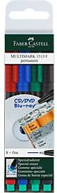 Faber-Castell Multimark Folienstifte, 4er-Set, permanent, feine Spitze, Multicolor - Bild 1