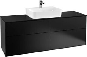 Villeroy & Boch Finion Waschtischunterschrank mit Wandbeleuchtung und integrierter Beleuchtung, Breite: 160 cm, Farbe: Blau Lackiert - Bild 1