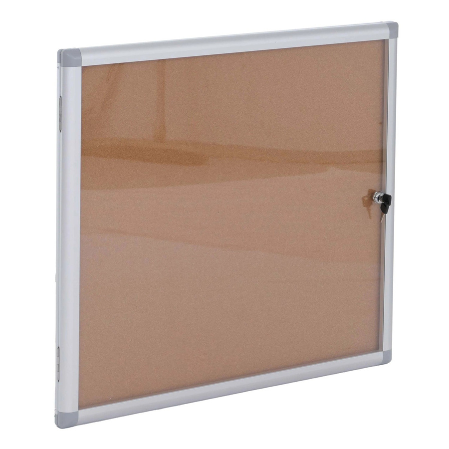 MCW Schaukasten Q51 Memoboard Pinnwand mit Korkoberfläche und Aluminiumrahmen, abschließbar, Silber/Braun, B: 65 cm, H: 68 cm, T: 7 cm - Bild 2