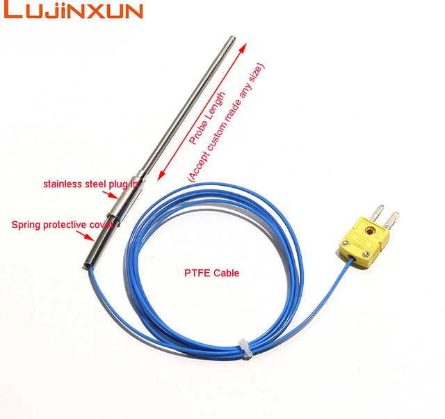 LUJINXUN WRNK-191 Biegbarer gepanzerter Thermoelementsensor Typ K mit Drahtdurchmesser 1–5 mm und Länge 100–500 mm für Temperaturbereiche von 0–1100 Grad - Bild 1