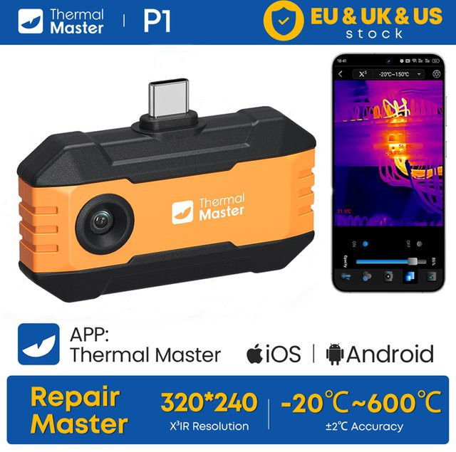 Thermal Master P1 Wärmebildkamera für iPhone und Android in Orange zur Erkennung von HVAC-Wasserlecks mit 600 °C Messbereich - Bild 1
