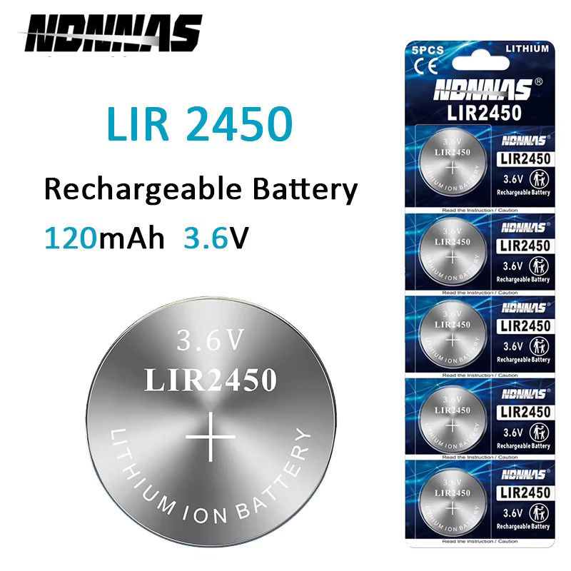 NDNNAS LIR2450 Wiederaufladbare Knopfbatterie 3,6 V Lithium-Knopfzelle in Silber als CR2450 Ersatzbatterie - Bild 2