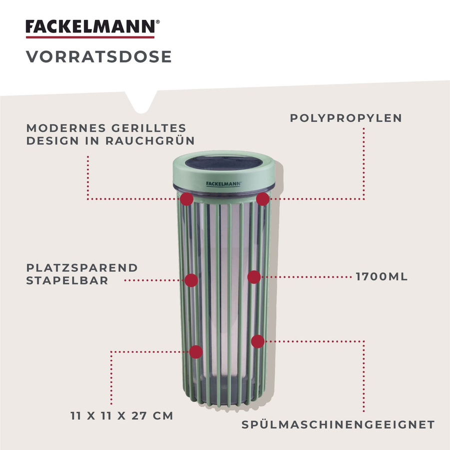 Fackelmann Vorratsdose Be The Move, gerillt, 1,7 l, hellgrün - Bild 3
