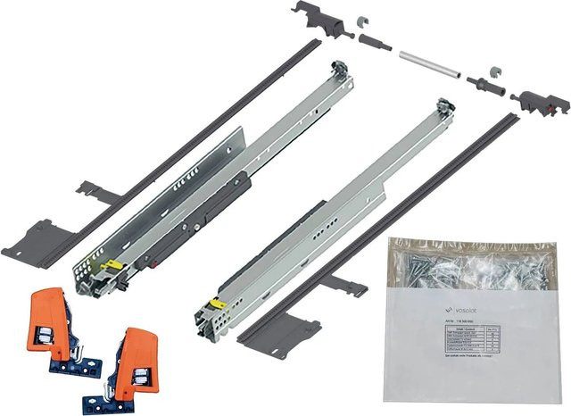 Blum Movento Tip-On Schubladenschienen Set mit Seitenstabilisierung, Farbe: Silber, Länge: 450 mm, Tragkraft: 40 kg - Bild 1