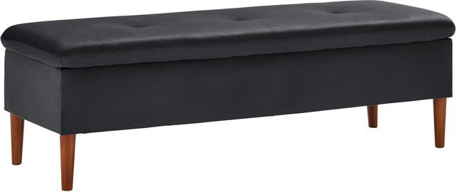 Bessagi Home Hockerbank Jessy Schwarz Samt Gepolstert mit Stauraum B/T/H: 150 x 50 x 55 cm - Bild 1