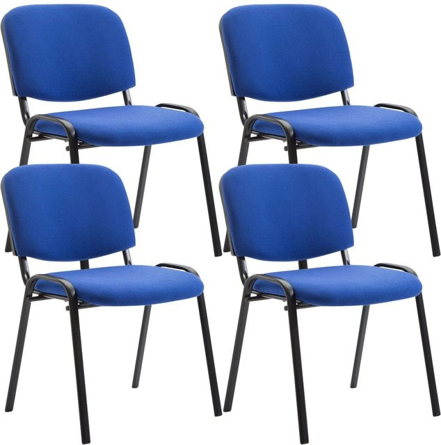 4er Set DELUKE ZAGREB Besucherstühle aus Stoff in Blau, Konferenzstuhl und Bürostuhl, B/T/H: 53 x 53 x 83 cm - Bild 1