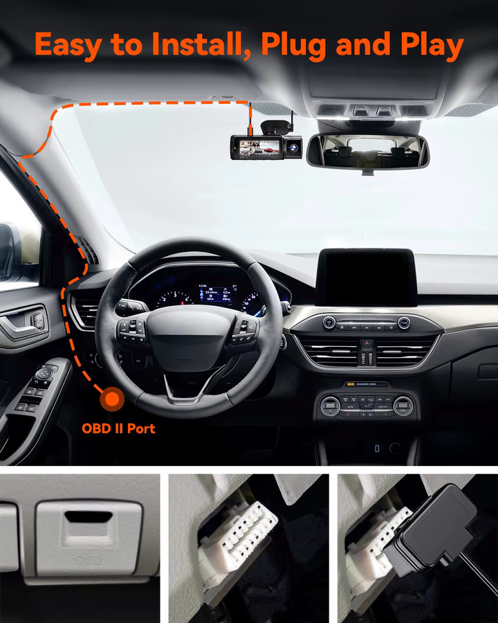 Vantrue USB-C OBD Hardwire Stromkabel mit LED-Display und Niederspannungsschutz für den Parkmodus, Schwarz, 3 Meter - Bild 3
