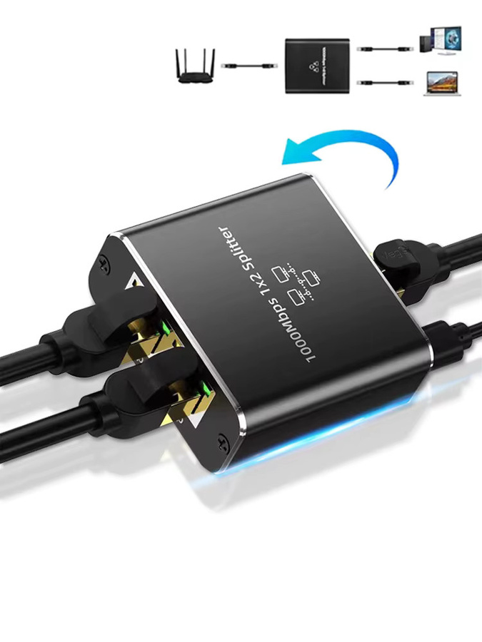 OUIO Gigabit 1000Mbps Ethernet Netzwerk Splitter 1 auf 2 LAN Adapter in Schwarz - Bild 7