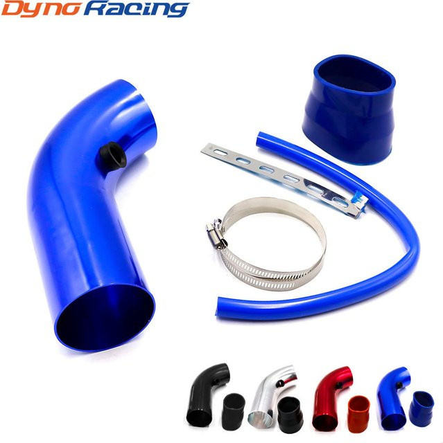Dynoracing Universal Aluminium Auto Lufteinlassrohr Kit Kaltluftansaugsystem in Schwarz, 76 mm Durchmesser - Bild 1