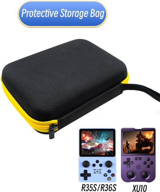 haolonggcp EVA Hard Case XU10 Tragbare Spielkonsolentasche für R36S Handheld Game Player Schutzhülle in Schwarz mit Handschlaufe - Bild 1