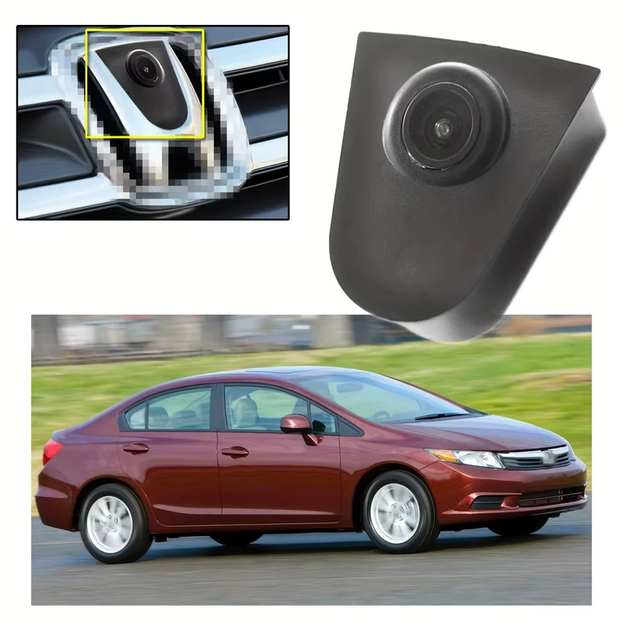 Bileeko Frontkamera mit Logo für Honda CRV URV Civic Odyssey Elysion in Schwarz mit Weitwinkelansicht - Bild 5