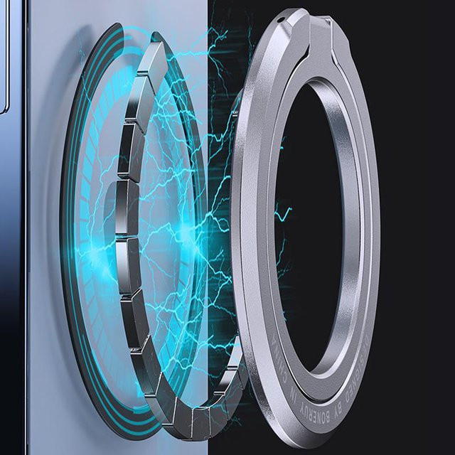 WSSHE Magnetische Handyhalterung für MagSafe mit 360 Grad Drehung und faltbarem Fingerring in Grau - Bild 1