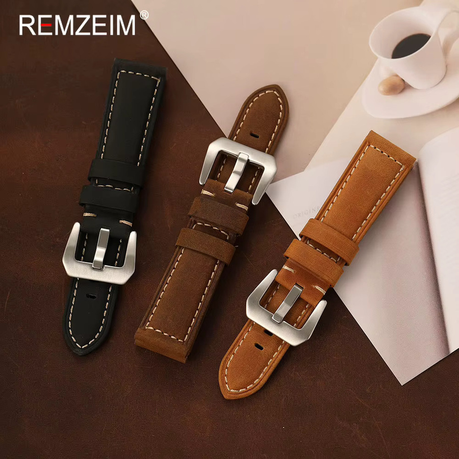 REMZEIM Uhrenarmband Leder, Crazy Horse-Leder, Herren, Vintage - Bild 2