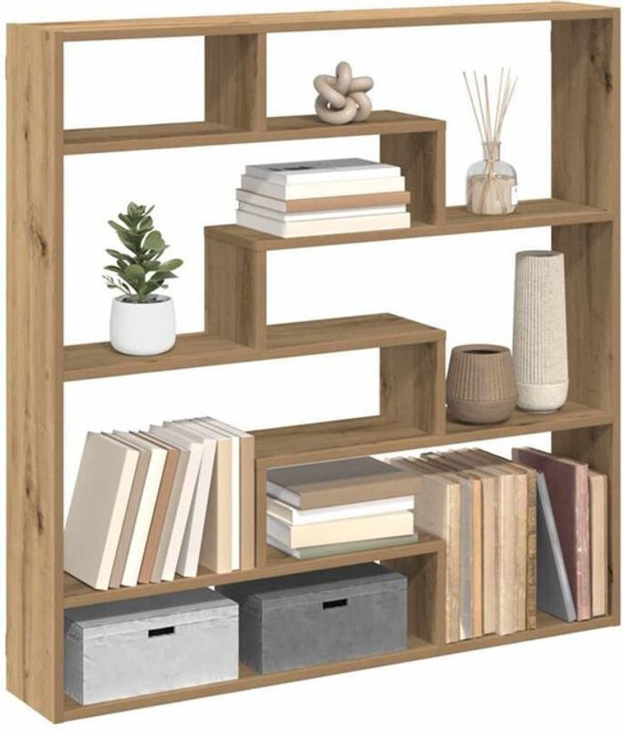 Vidaxl Wandregal mit 7 Fächern in Eiche Natur Braun aus Holzwerkstoff für moderne Wandmontage - Bild 1