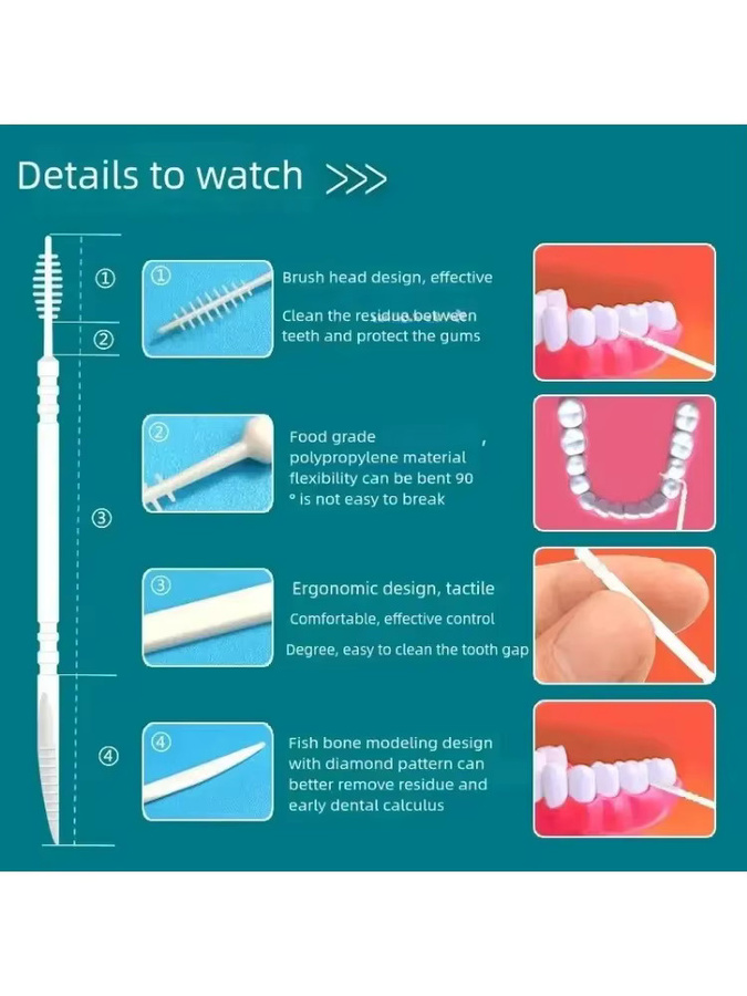 RUZOFO Doppelköpfige Einweg-Interdentalbürste, 200 Stück, Unisex - Bild 6