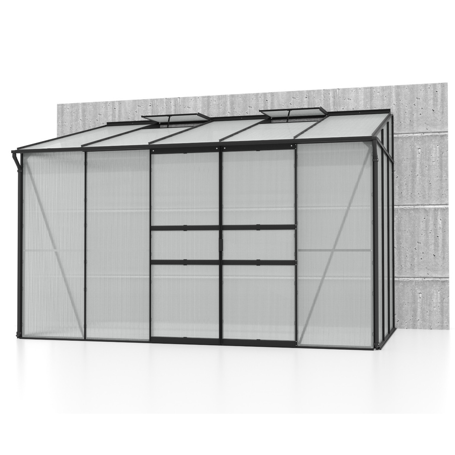 Vitavia Anlehn-Gewächshaus Ida 6500 Schwarz mit 6,5 m² Fläche, Polycarbonat-Platten und Aluminiumrahmen - Bild 2