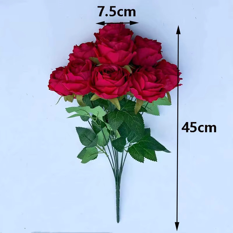 Künstlicher Blumenstrauß NANDI mit Seidenrosen in Orange und Multicolour, 9 Stiele - Bild 3