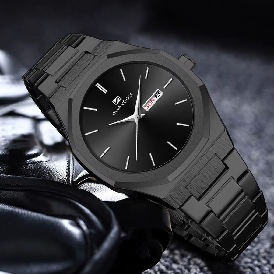 VA VA VOOM Armbanduhr, Quarz, Edelstahl, Schwarz, 42 mm, Herren - Bild 2