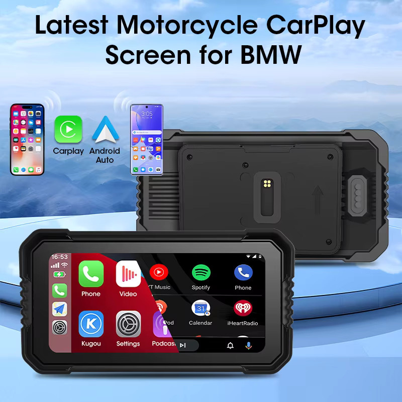 Jansite 6,25 Zoll GPS-Navigation für BMW mit kabellosem CarPlay und Android Auto, IPX7 wasserdicht, Schwarz - Bild 2