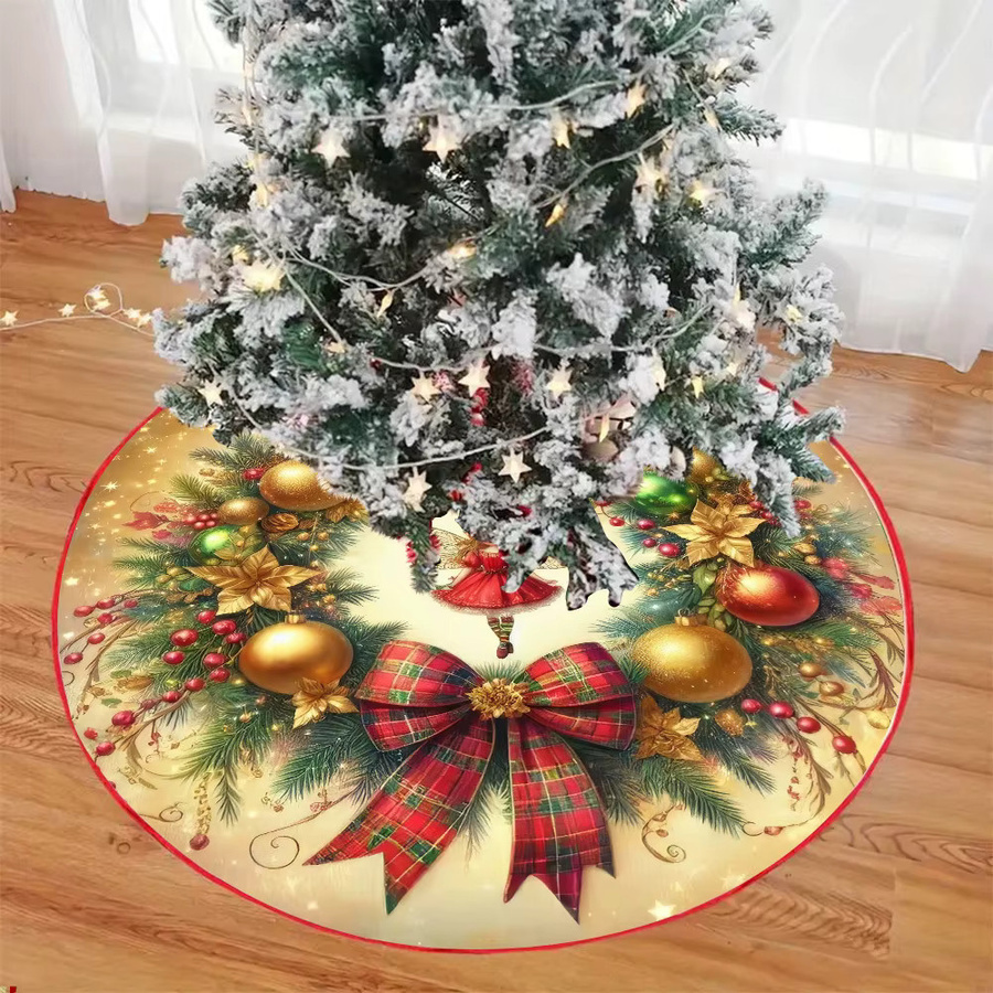 VIKAMA Weihnachtsbaumrock in Rot und Schwarz mit Blumenmuster und kariertem Rand im Vintage-Stil - Bild 6