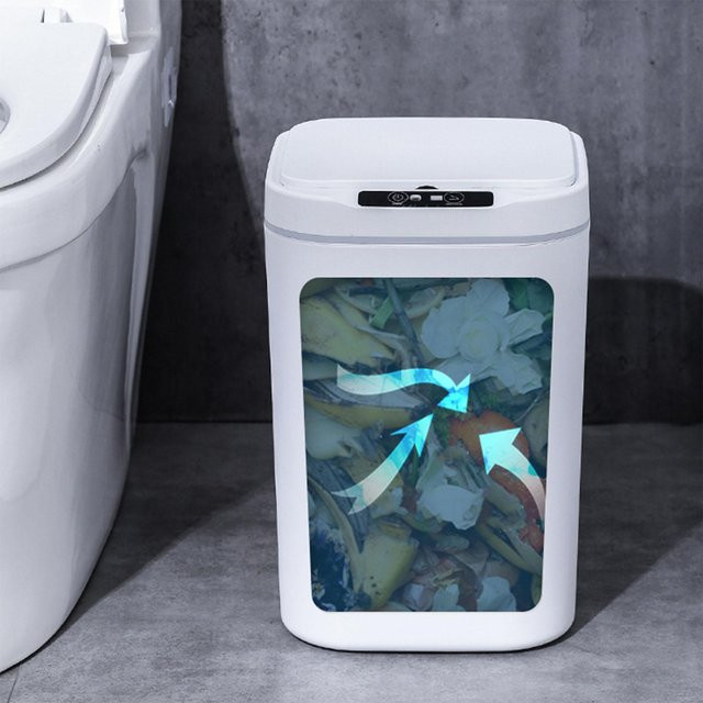Smart Knock Automatischer Mülleimer von KaiSai mit Infrarot Bewegungssensor und Deckel, 18L, Weiß - Bild 1