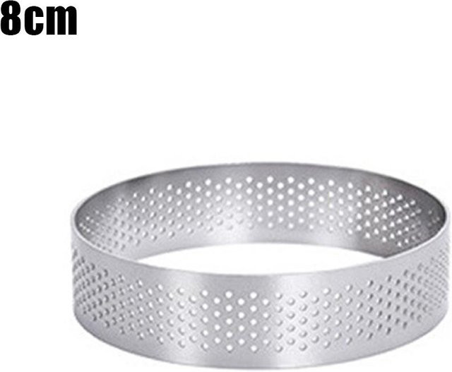 LETUZI Tartelettring aus Edelstahl, perforierte Tartelettform in Silber, Durchmesser: 8,0 cm - Bild 1