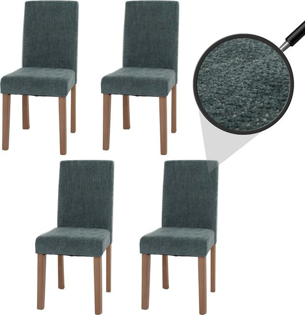 MCW 4er-Set Esszimmerstühle Littau aus Chenille mit Gummibaumholz-Beinen in Grün - Bild 1