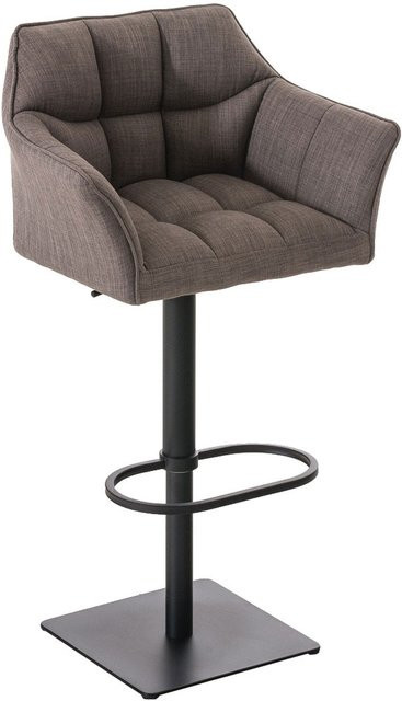 TPFLiving Barhocker Damaskus mit schwarzem Gestell und grauem Stoff, drehbar und modern - Bild 1